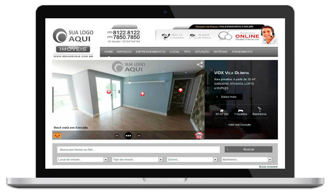 Exemplo de Tour virtual da Plataforma de criação de Tours Virtuais da IMOVEL VIRTUAL 360- Tour virtual no meu site